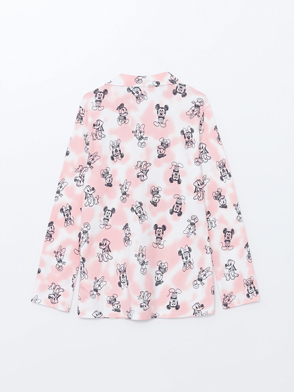 Ekru Gömlek Yaka Mickey Mouse Baskılı Kız Çocuk Pijama Üst-2
