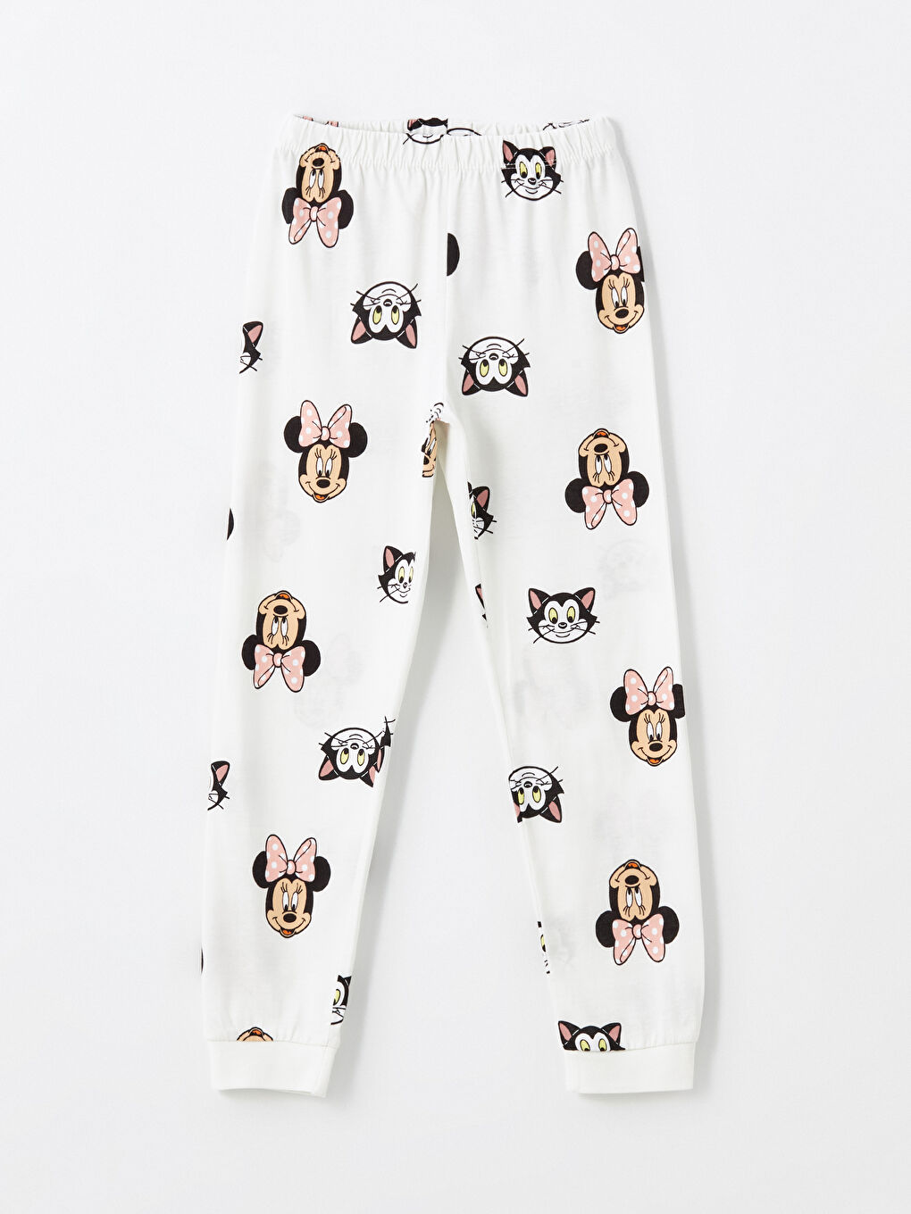 Ekru Beli Lastikli Minnie Mouse Baskılı Kız Çocuk Pijama Alt