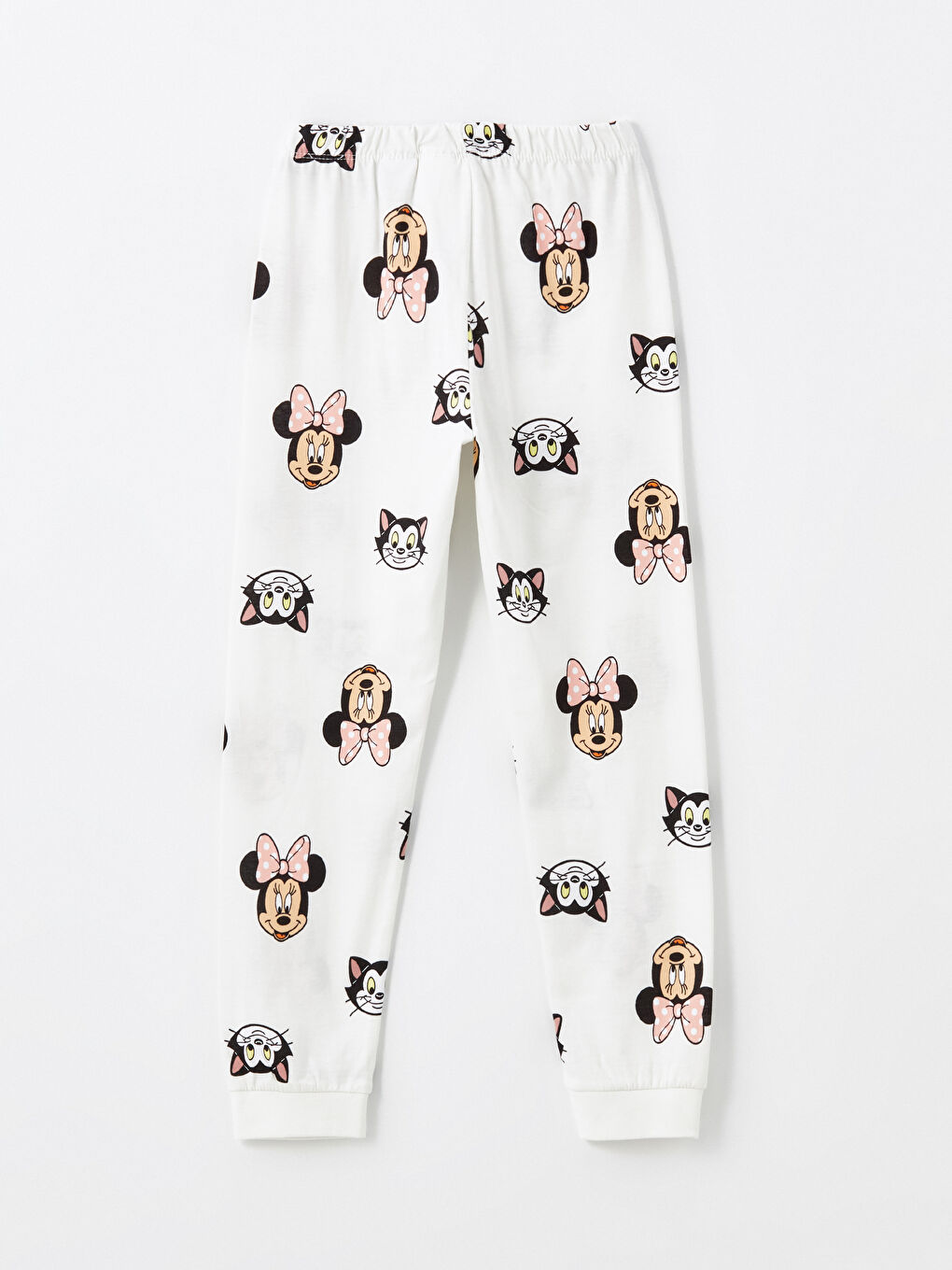 Ekru Beli Lastikli Minnie Mouse Baskılı Kız Çocuk Pijama Alt-1