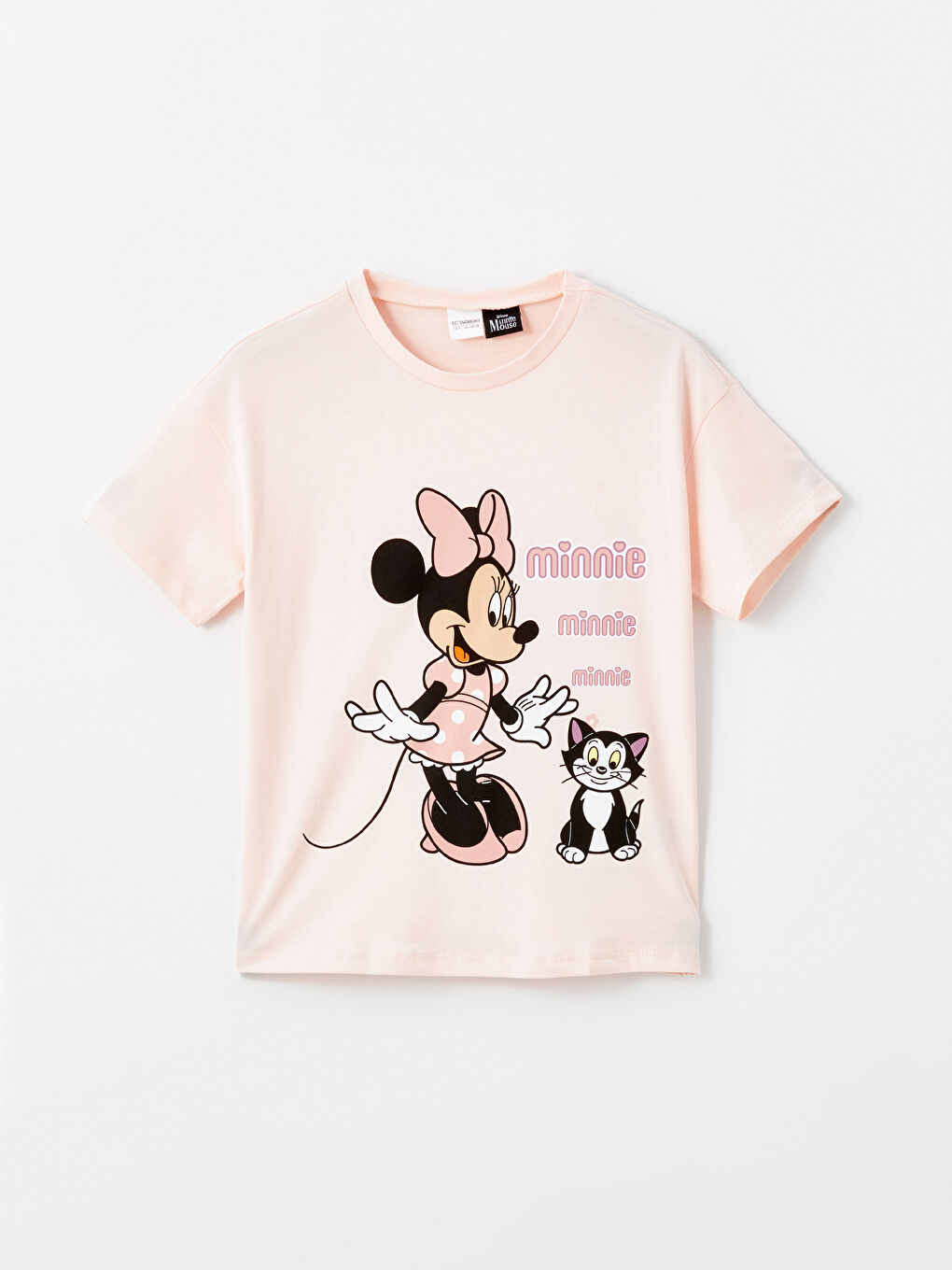 LCW Kids Pembe Bisiklet Yaka Minnie Mouse Baskılı Kısa Kollu Kız Çocuk Pijama Takımı - 1