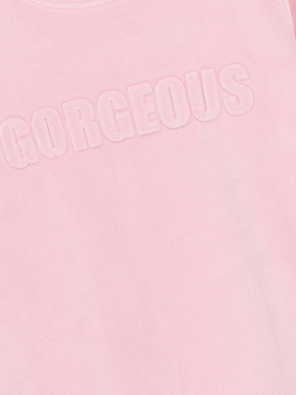 Pembe Bisiklet Yaka Kadife Kız Çocuk Pijama Üst-1