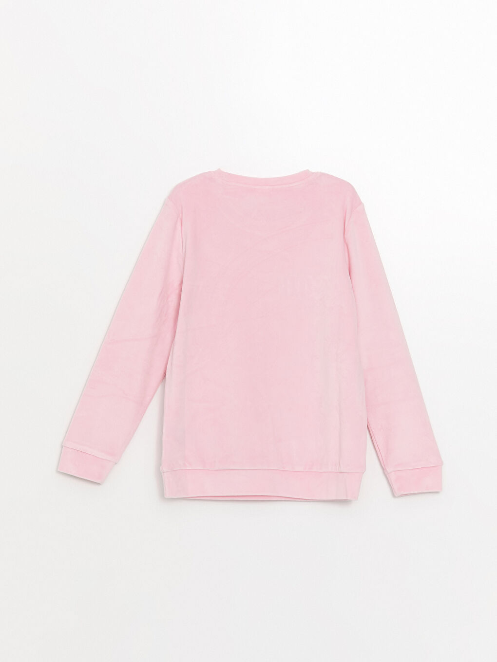 Pembe Bisiklet Yaka Kadife Kız Çocuk Pijama Üst-2