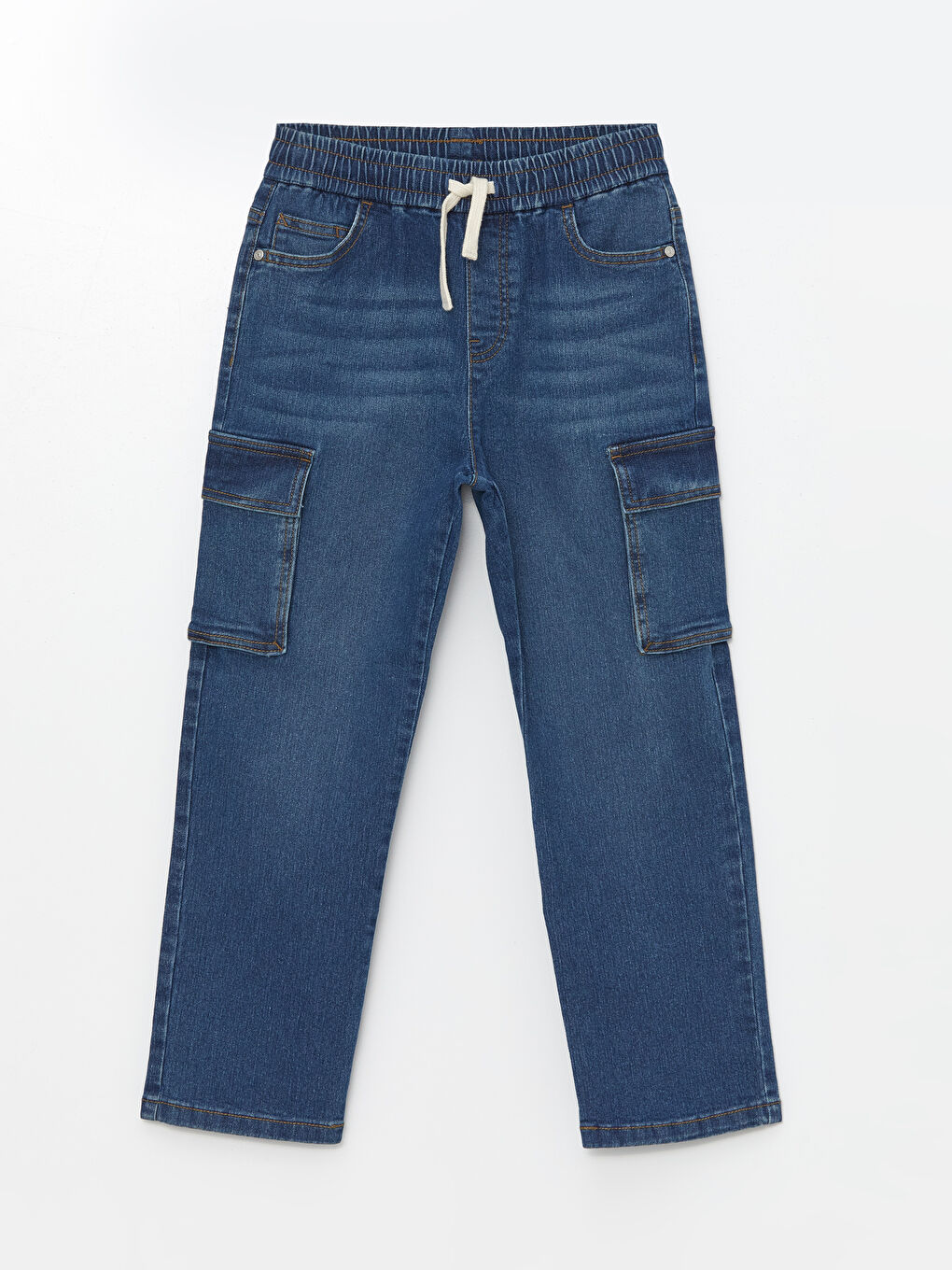 LCW Kids İndigo Beli Lastikli Erkek Çocuk Kargo Jean Pantolon