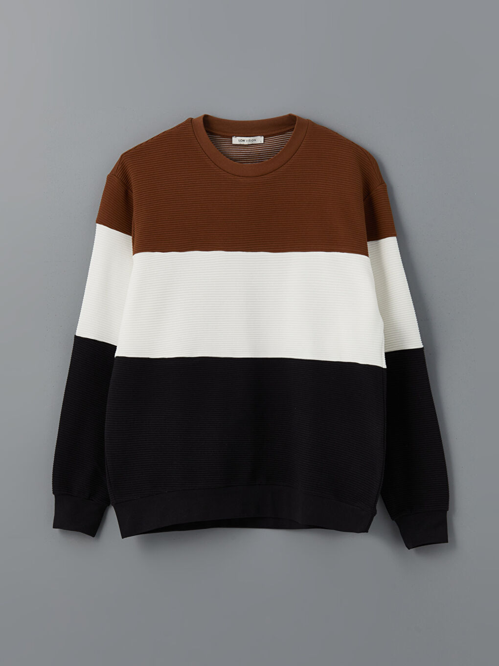 كنزة رياضية برقبة دائرية وكم طويل وكتلة ألوان للرجال-4