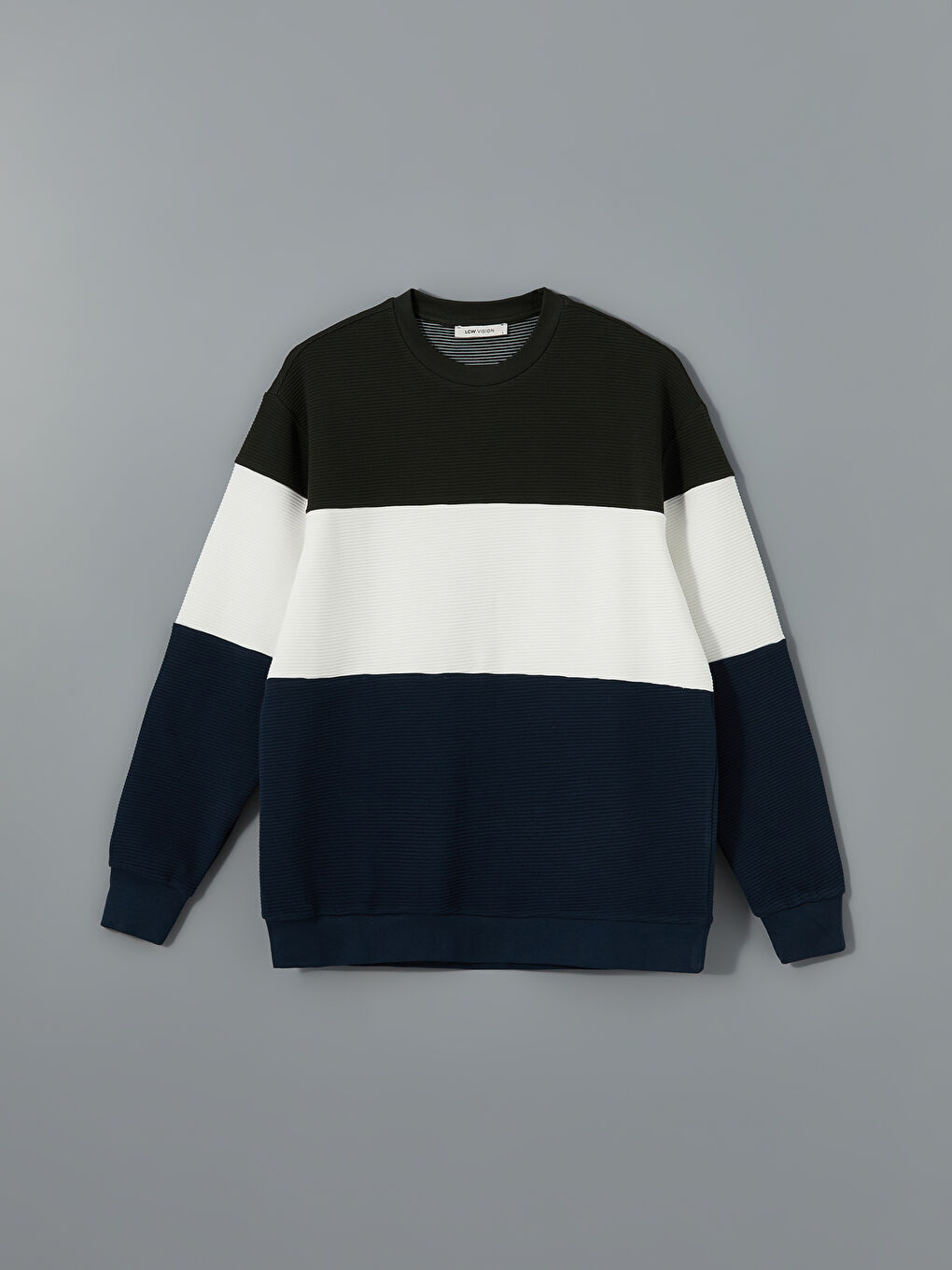 كنزة رياضية برقبة دائرية وكم طويل وكتلة ألوان للرجال-4