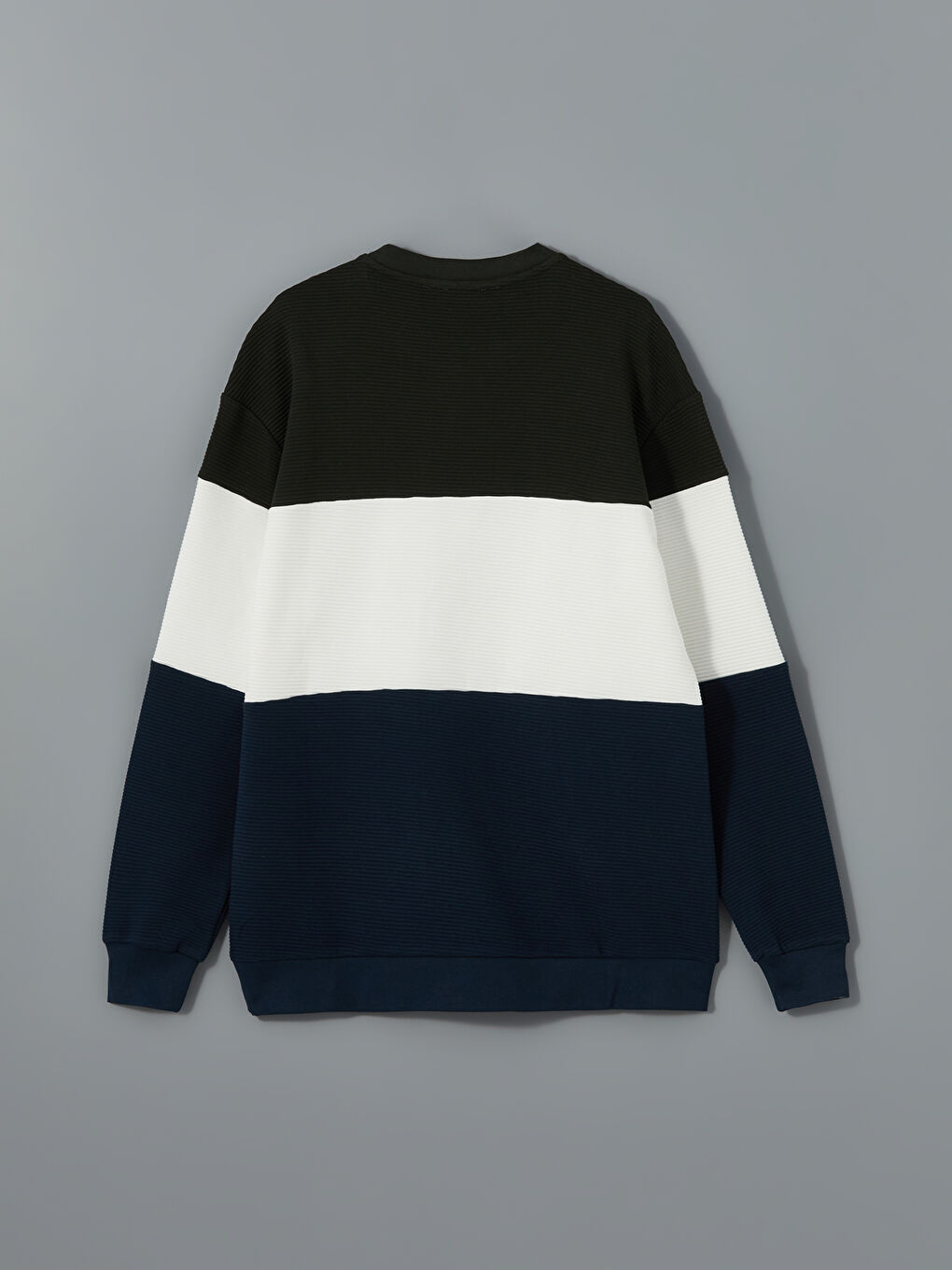 كنزة رياضية برقبة دائرية وكم طويل وكتلة ألوان للرجال-5