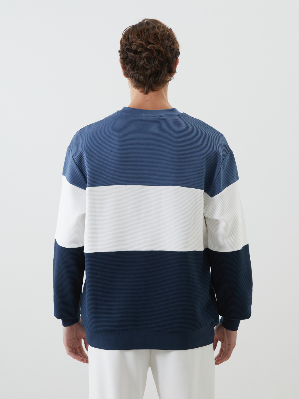 Crew Neck Long Sleeve Color Block Men's Sweatshirt-3