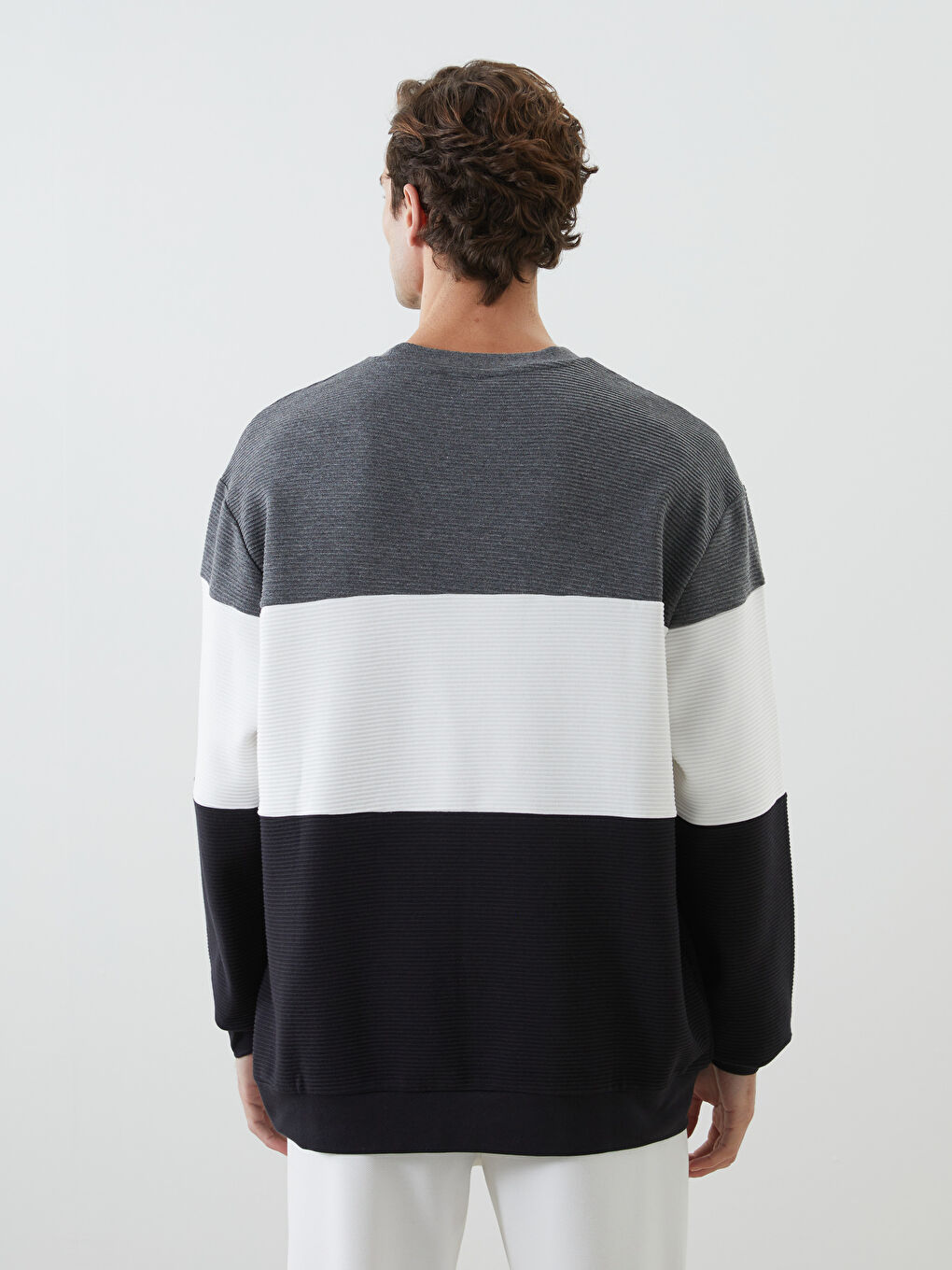 Crew Neck Long Sleeve Color Block Men's Sweatshirt-3