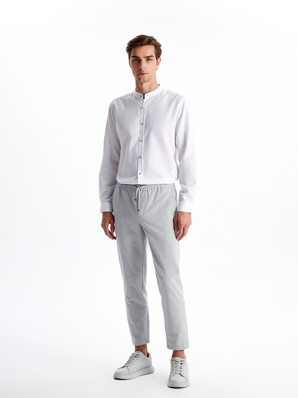 Slim Fit Long Sleeve Dobby Men's Shirt-1