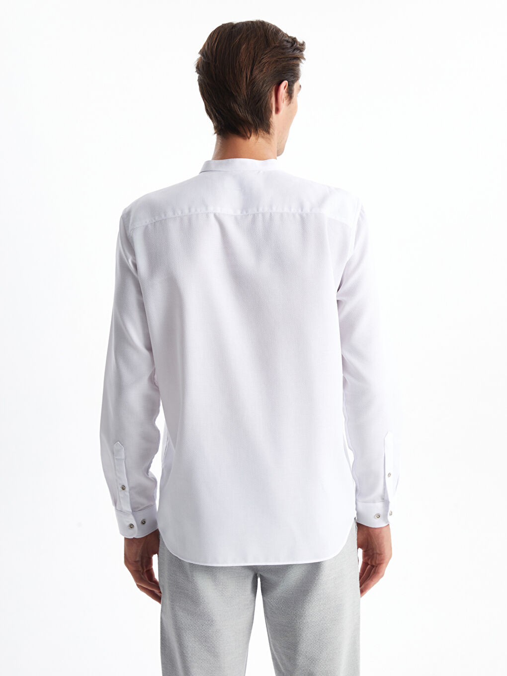 Slim Fit Long Sleeve Dobby Men's Shirt-3