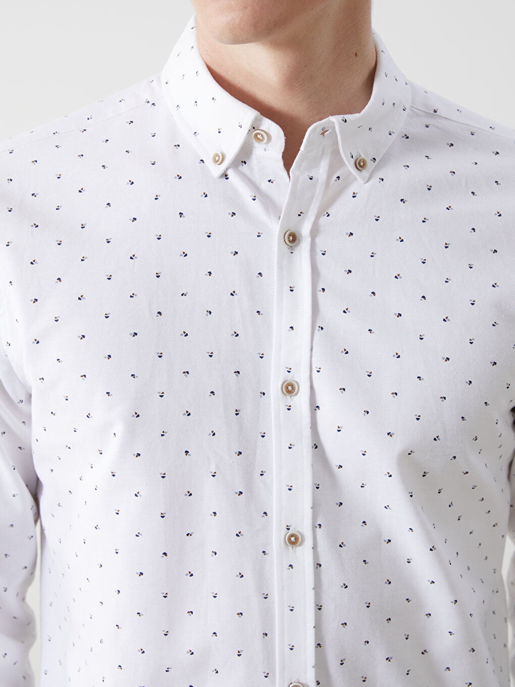 Slim Fit Long Sleeve Dobby Men's Shirt-2