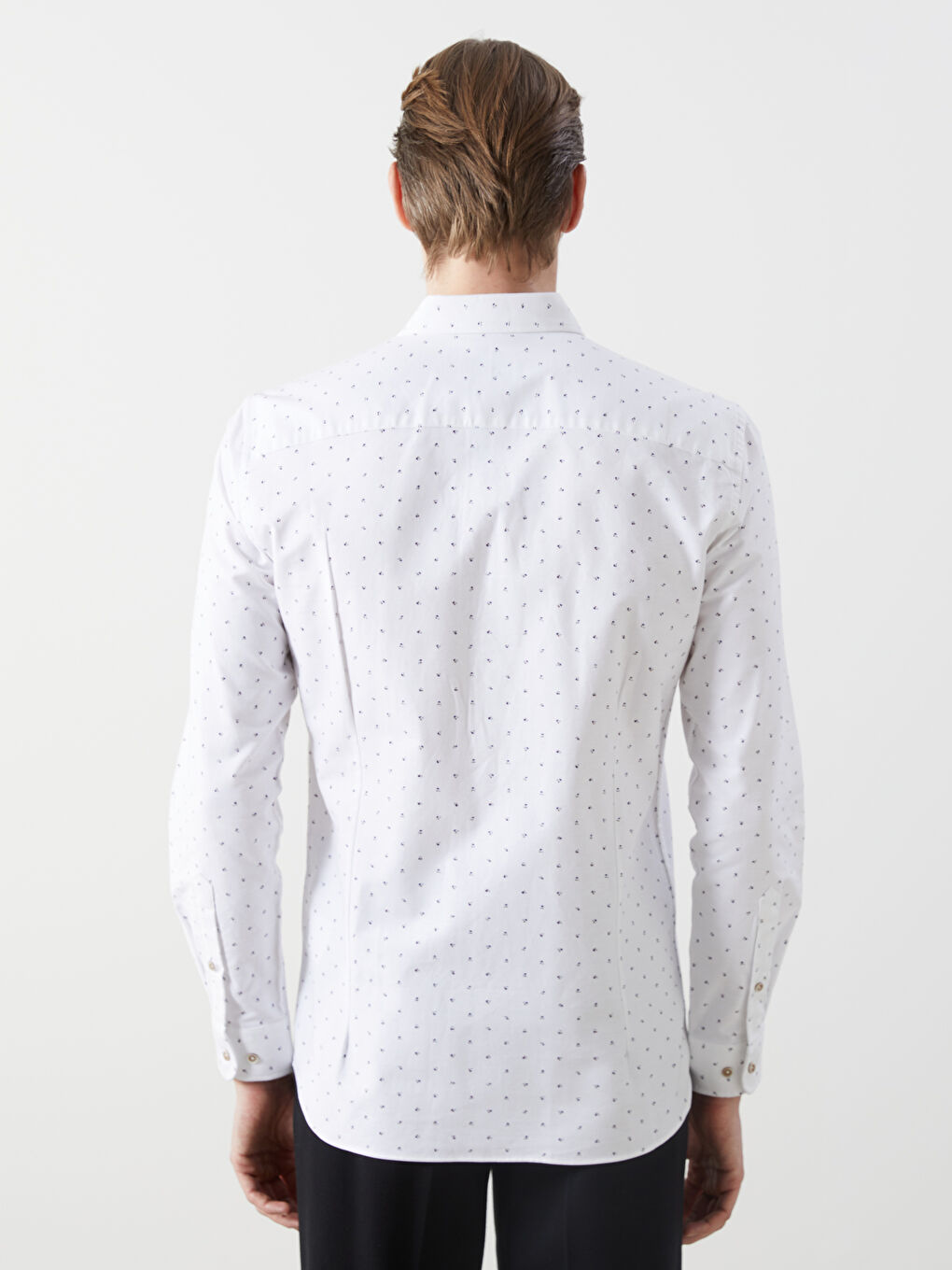 Slim Fit Long Sleeve Dobby Men's Shirt-3