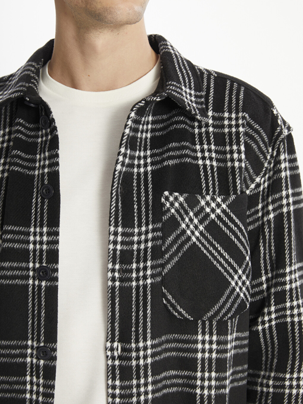 Chemise À Carreaux En Mélange De Laine Coupe Régulière Pour Homme-2