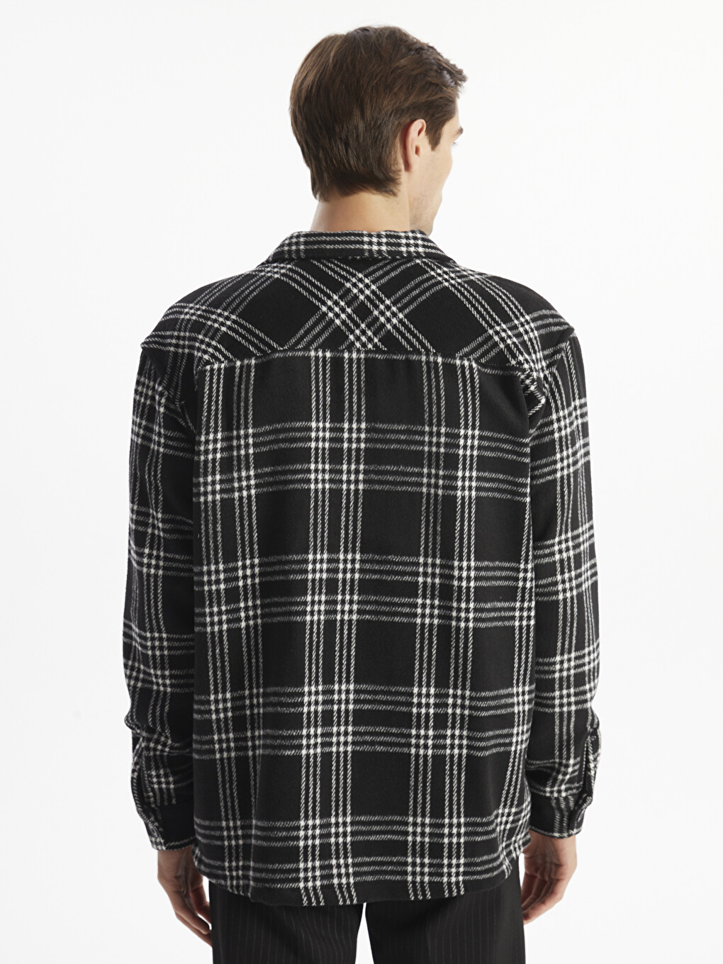 Chemise À Carreaux En Mélange De Laine Coupe Régulière Pour Homme-3