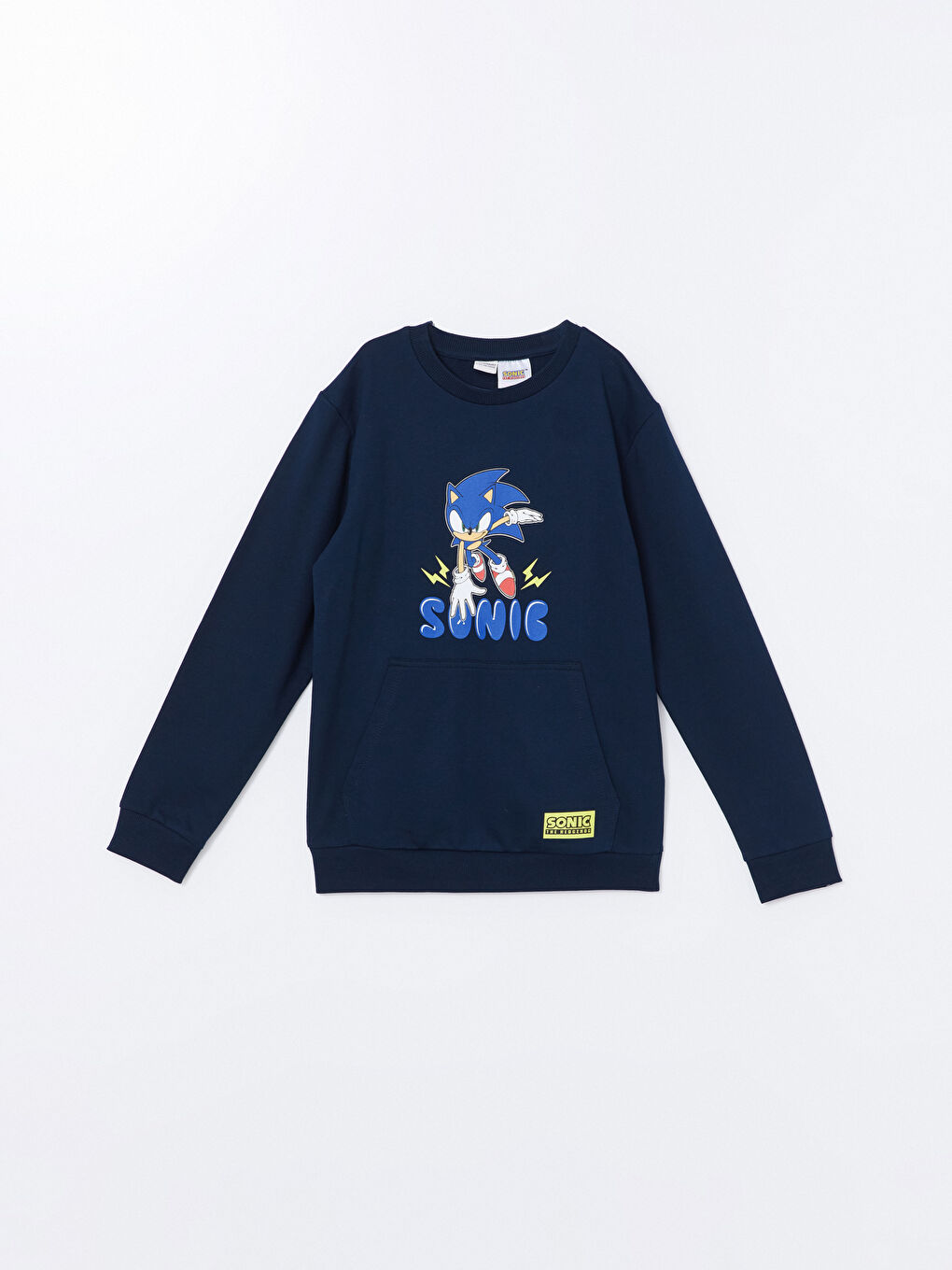 LCW Kids Lacivert Bisiklet Yaka Sonic Baskılı Uzun Kollu Erkek Çocuk Sweatshirt