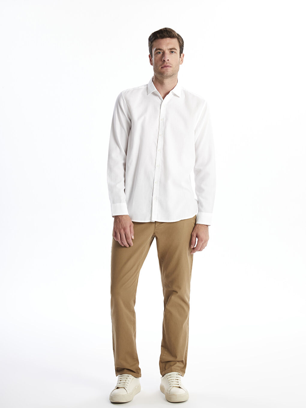 Slim Fit Long Sleeve Dobby Men's Shirt-1