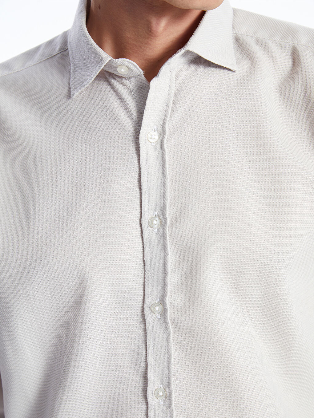 Slim Fit Long Sleeve Dobby Men's Shirt-2