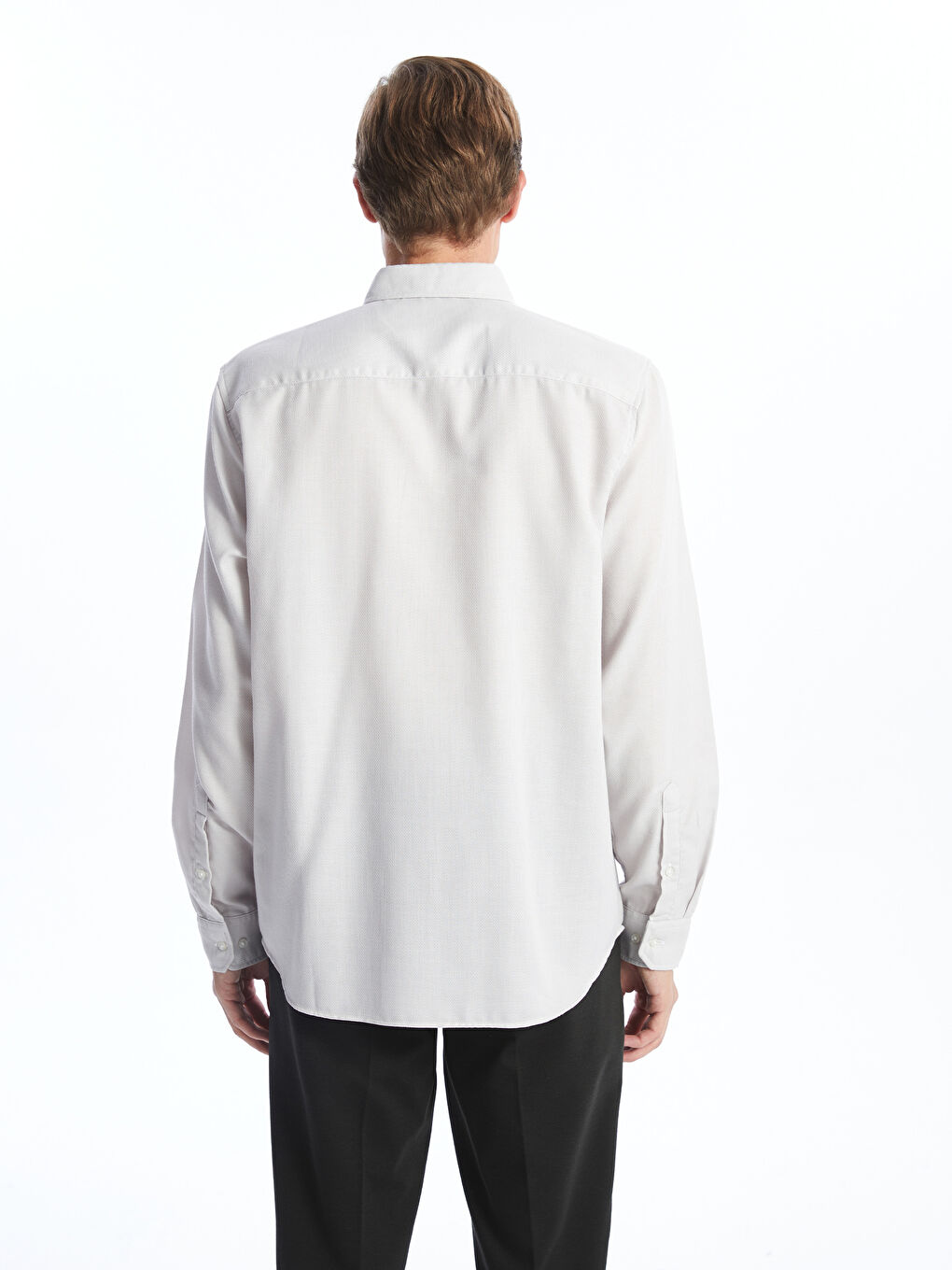 Slim Fit Long Sleeve Dobby Men's Shirt-3