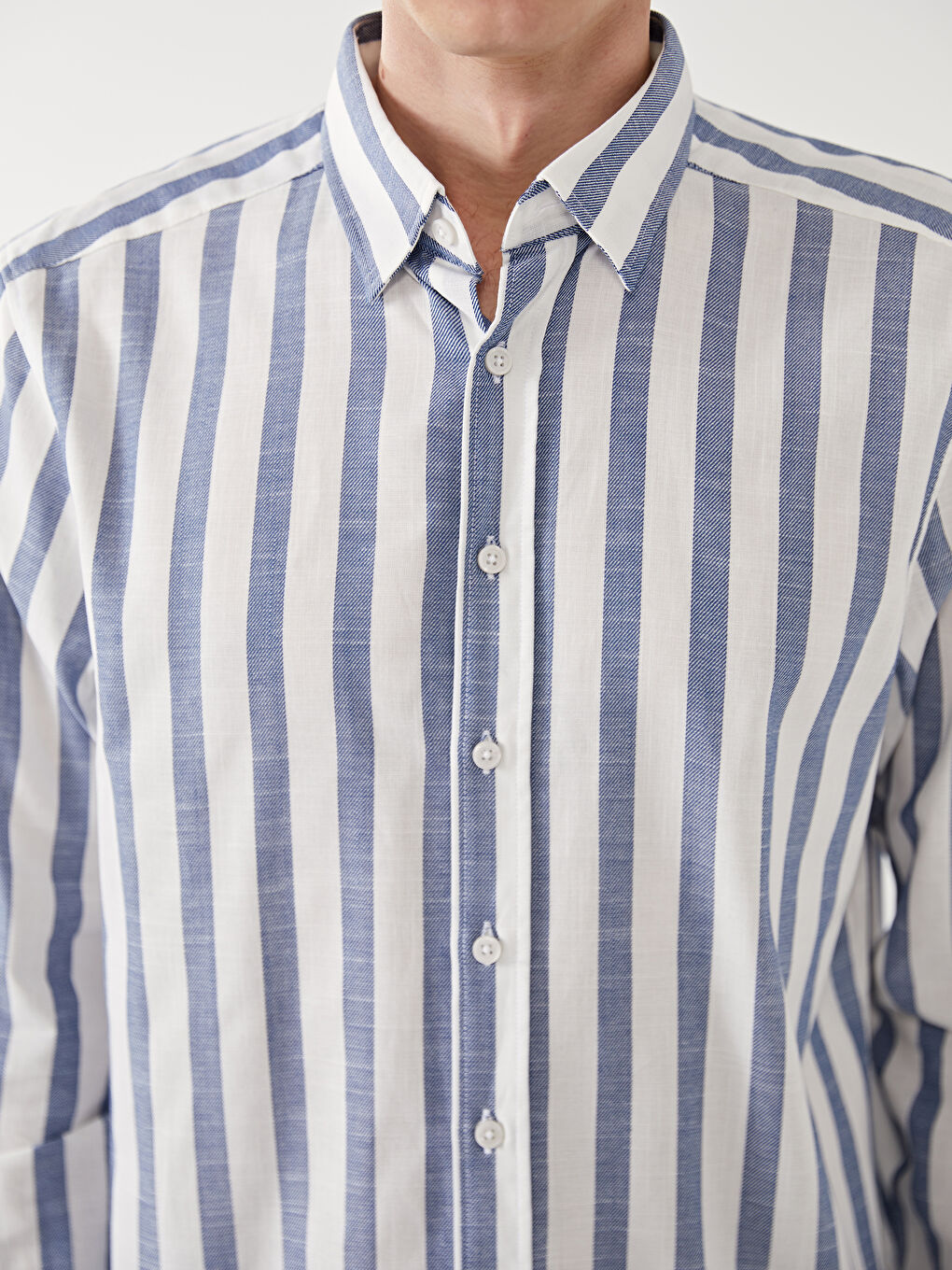 Slim Fit Long Sleeve Striped Men's Shirt-2