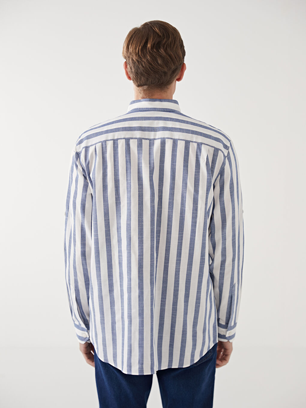 Slim Fit Long Sleeve Striped Men's Shirt-3