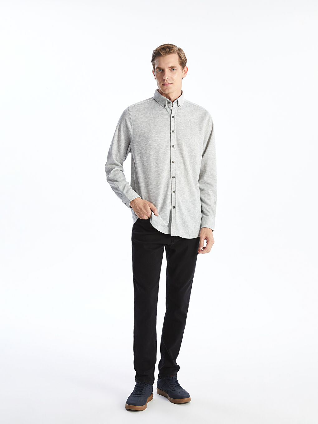 Slim Fit Long Sleeve Men's Shirt-1