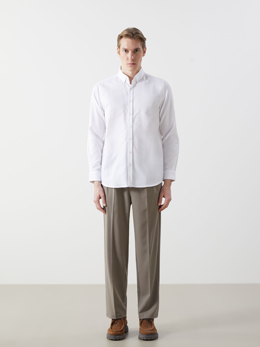 Slim Fit Long Sleeve Dobby Men's Shirt-1