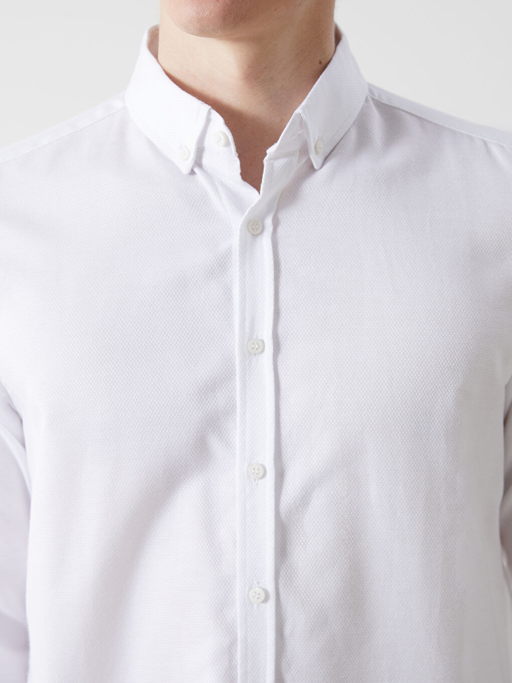 Slim Fit Long Sleeve Dobby Men's Shirt-2