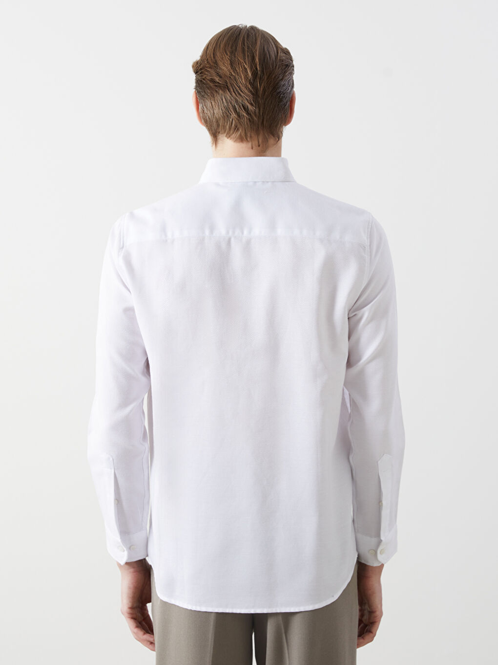 Slim Fit Long Sleeve Dobby Men's Shirt-3