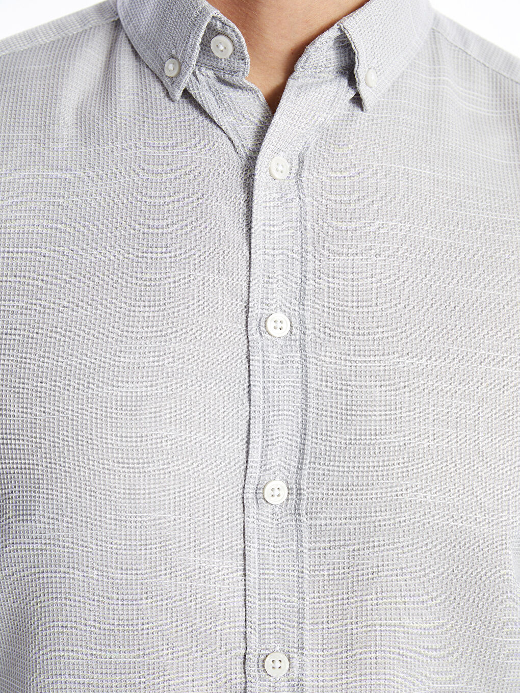 Chemise pour Hommes à Manches Longues en Tissu Dobby Coupe Régulière-2