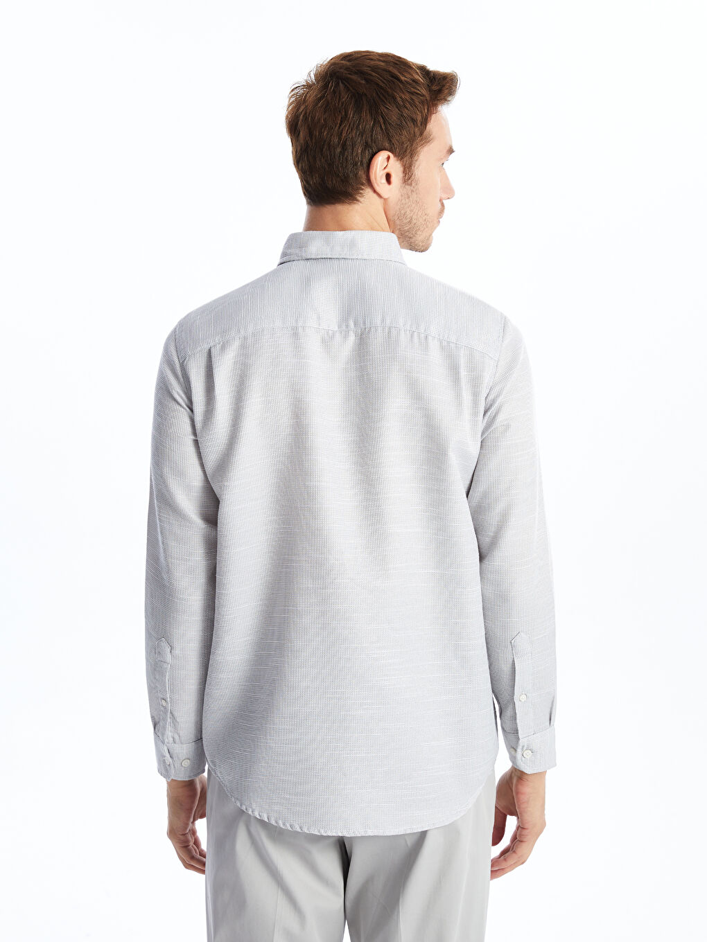 Chemise pour Hommes à Manches Longues en Tissu Dobby Coupe Régulière-3