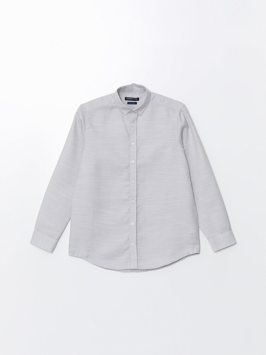 Chemise pour Hommes à Manches Longues en Tissu Dobby Coupe Régulière-4