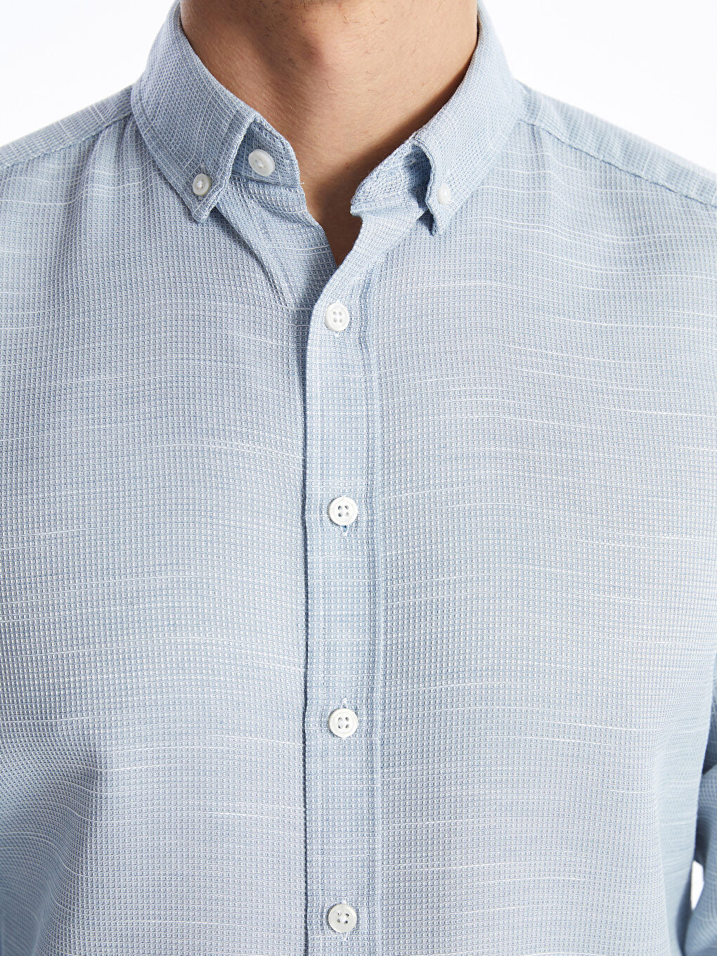 Chemise pour Hommes à Manches Longues en Tissu Dobby Coupe Régulière-2