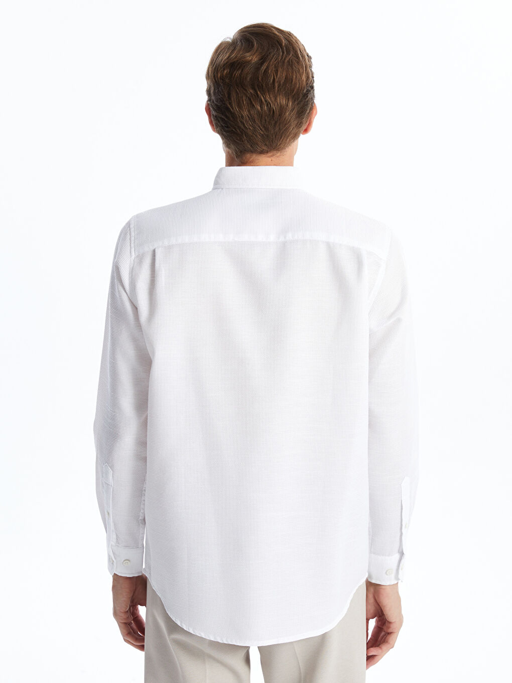 Chemise pour Hommes à Manches Longues en Tissu Dobby Coupe Régulière-1