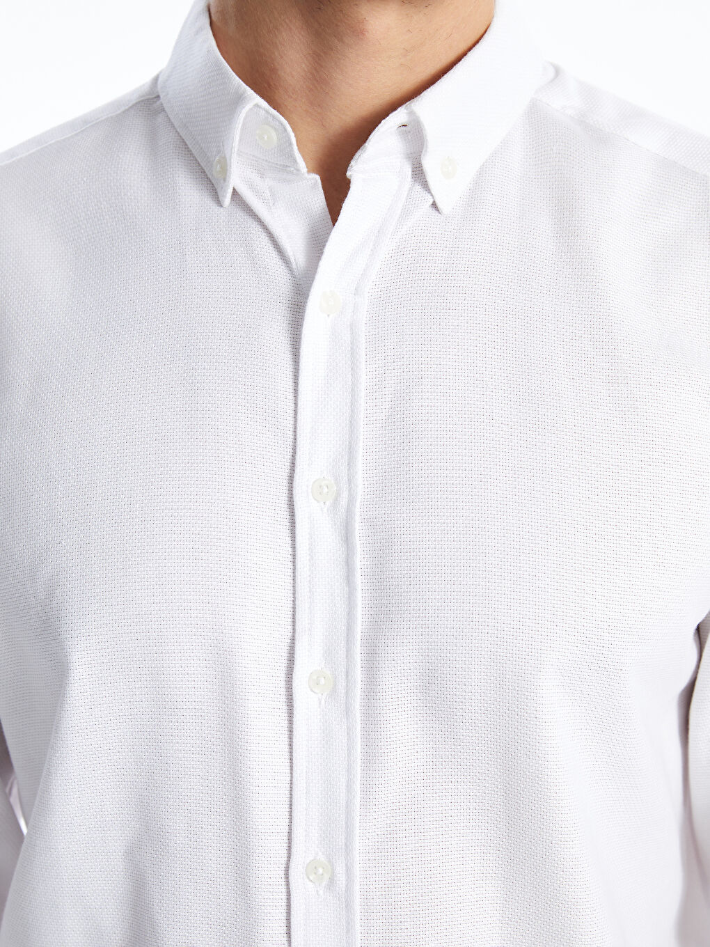 Regular Fit Long Sleeve Dobby Fabric Men's Shirt-2