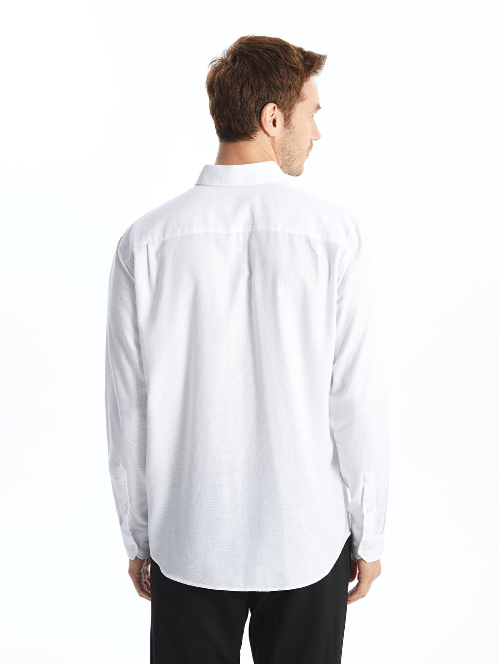 Regular Fit Long Sleeve Dobby Fabric Men's Shirt-3