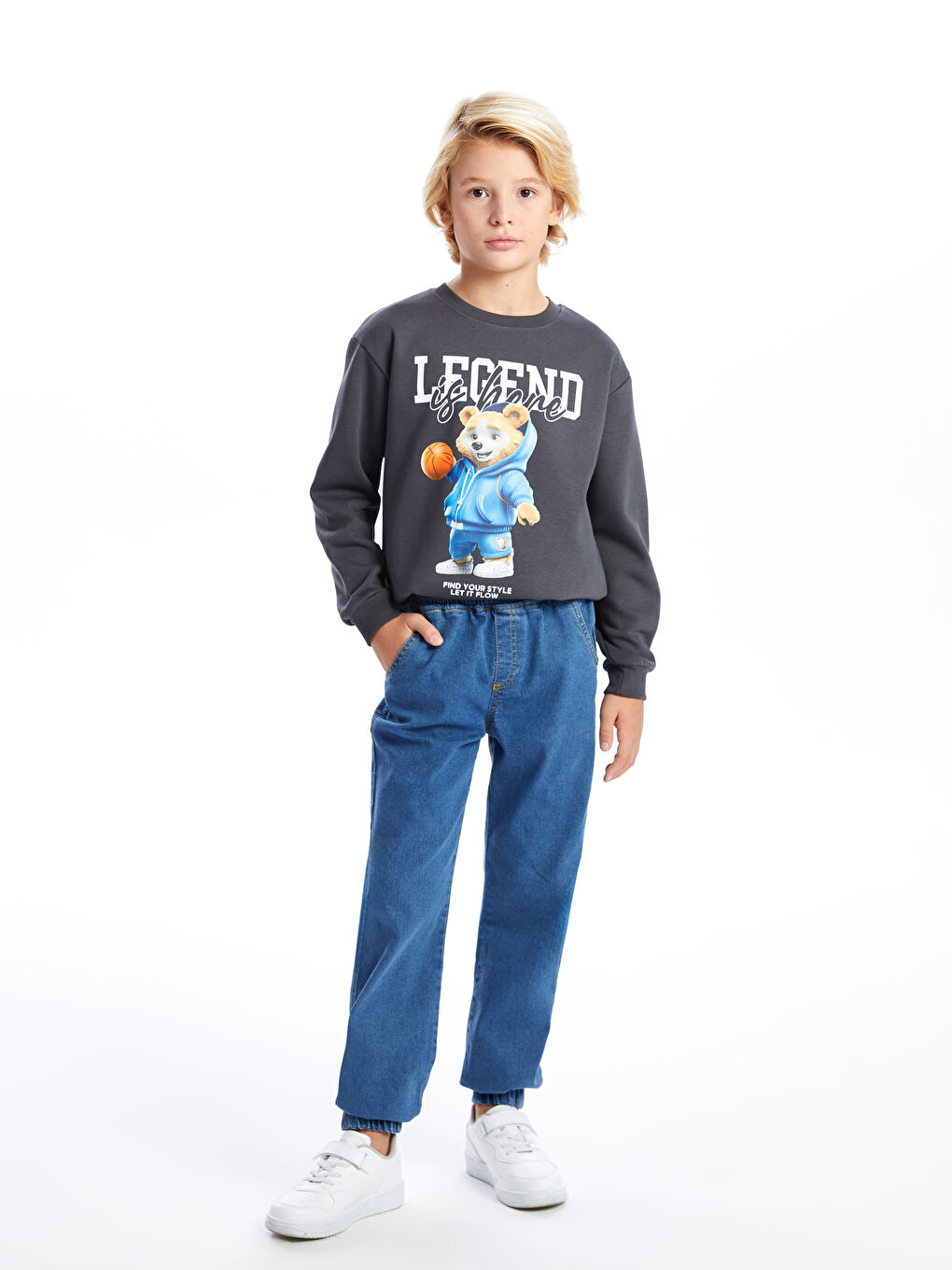 LCW Kids İndigo Beli Lastikli Erkek Çocuk Jogger Jean Pantolon