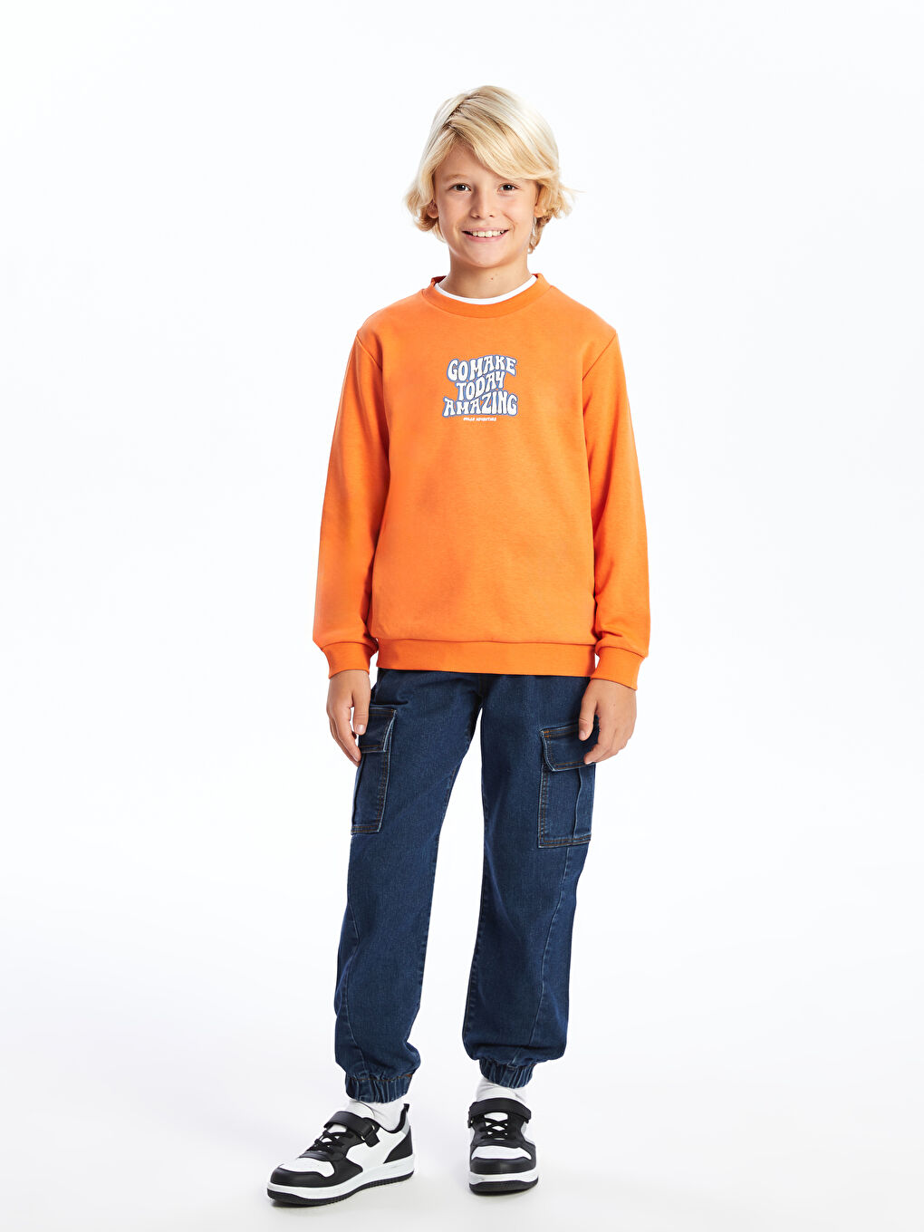 LCW Kids İndigo Beli Ayarlanabilir Lastikli Erkek Çocuk Jean Pantolon - 1