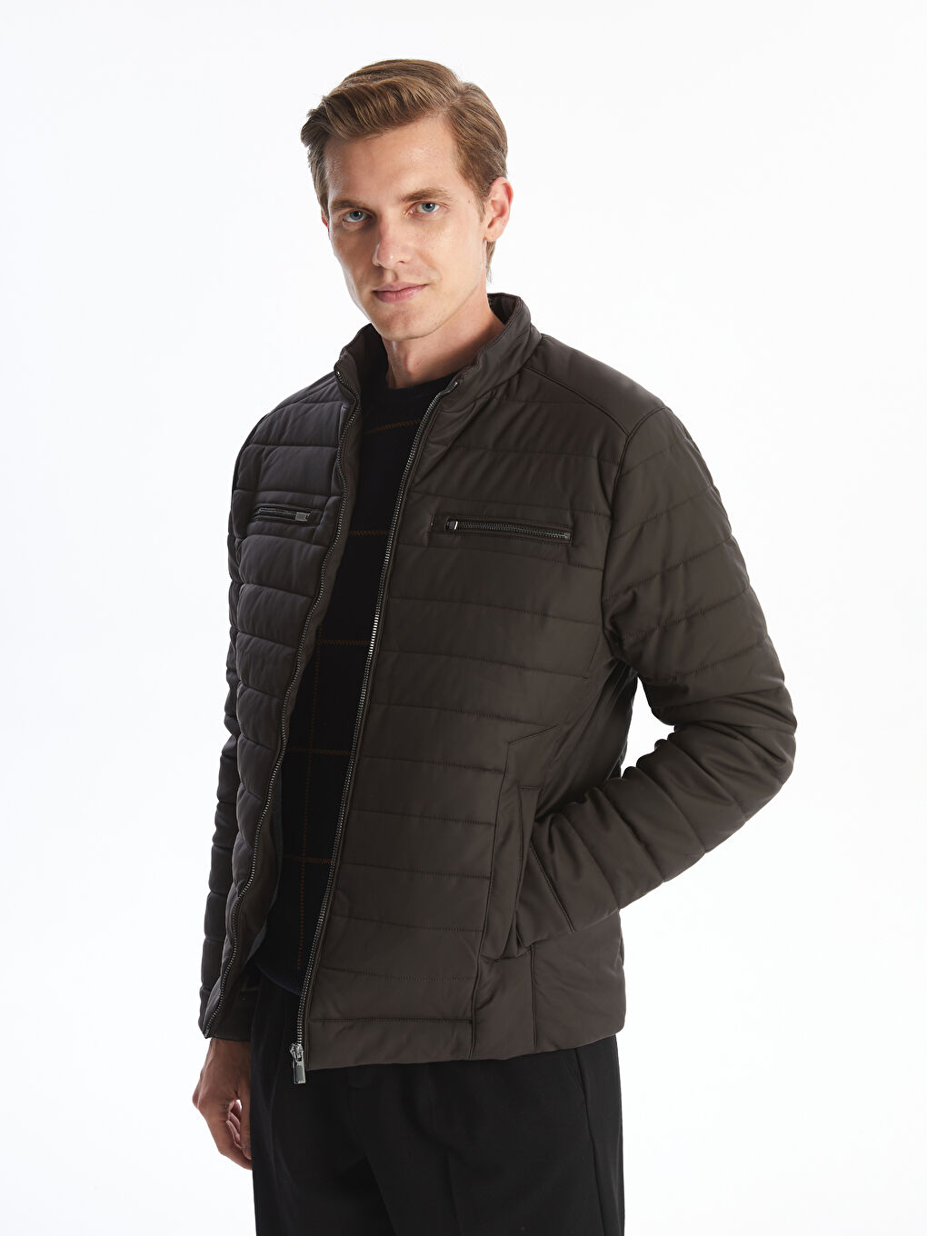 LCWAIKIKI Classic Reguläre Passform Kragenhals Herren Kunstledermantel -W41937Z8-YFQ