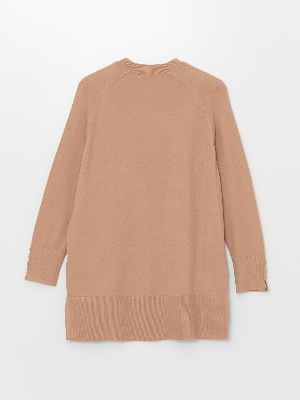 Crew Neck Plain Long Sleeve Women's Knitwear Tunic-5