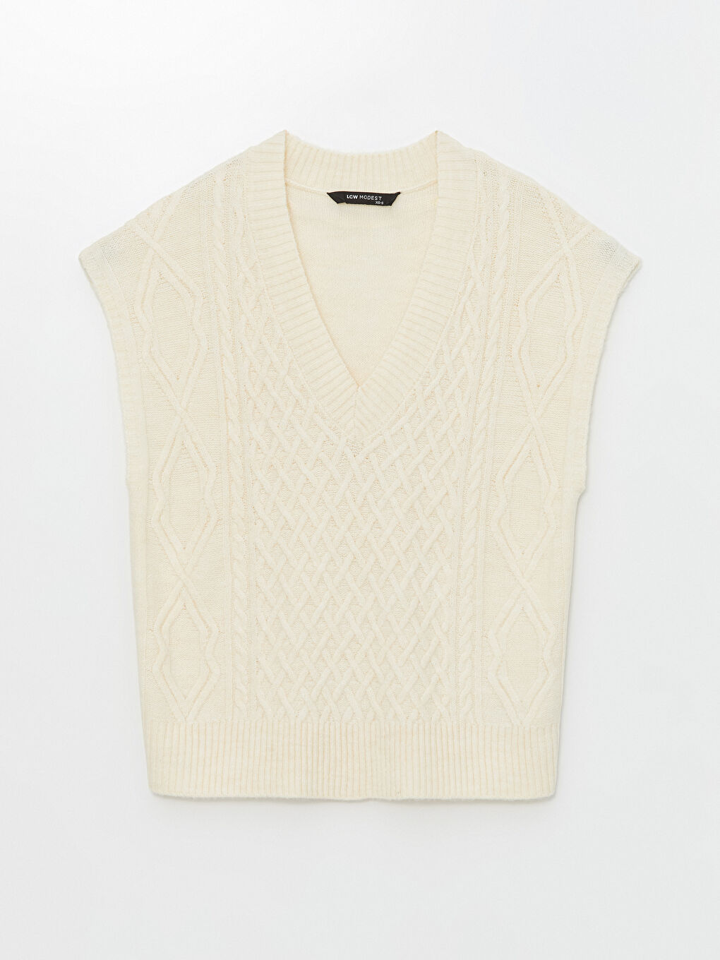 V-Neck Patterned Oversize Women's Knitwear Sweater-4