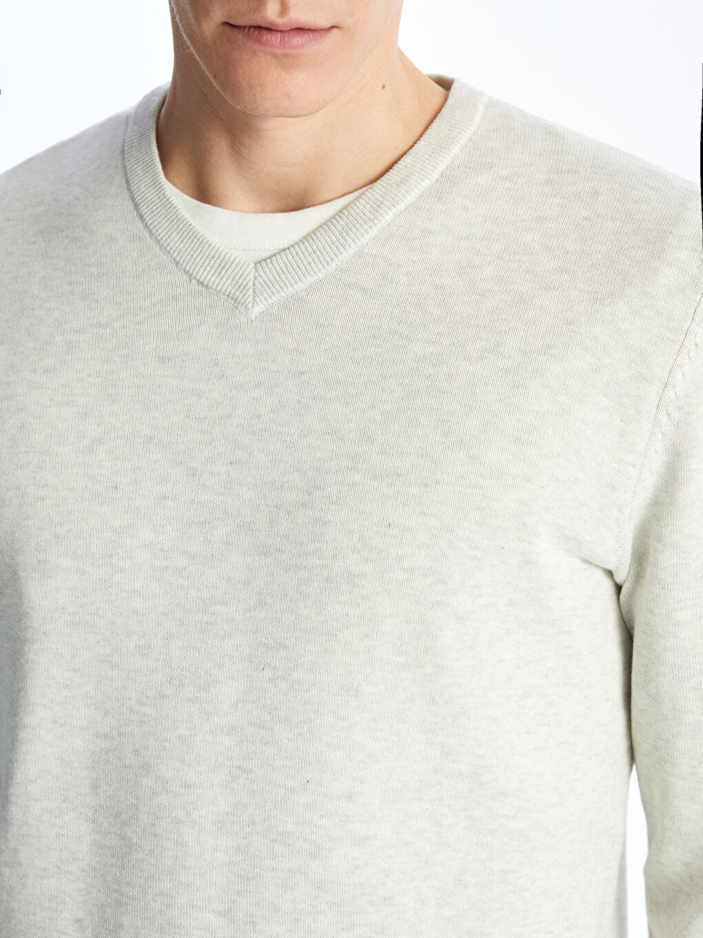 V Neck Long Sleeve Men's Knitwear Sweater-2