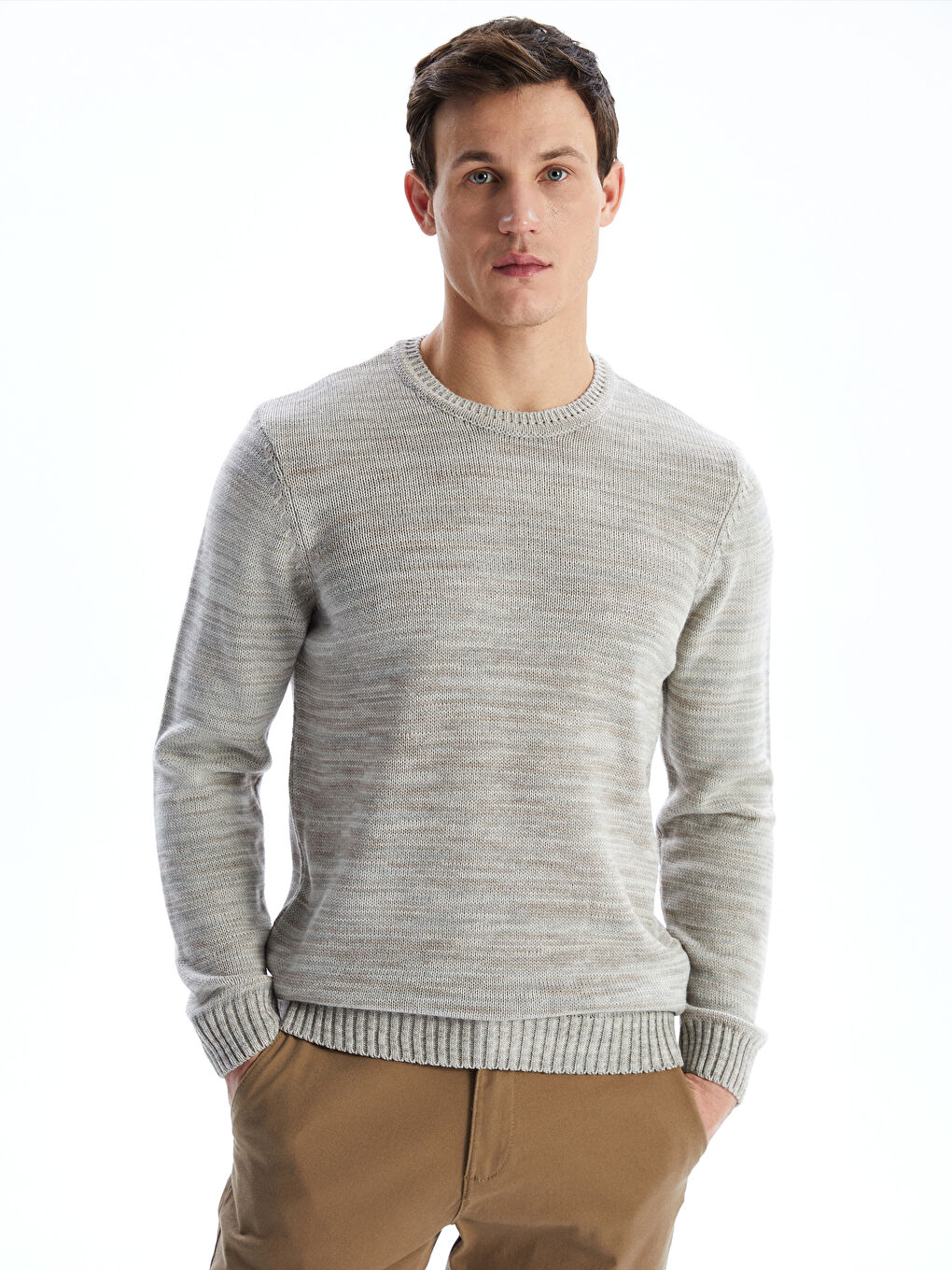 LCWAIKIKI Classic Crew Neck Long Sleeve Men's Tricot Sweater -W42150Z8-L8P