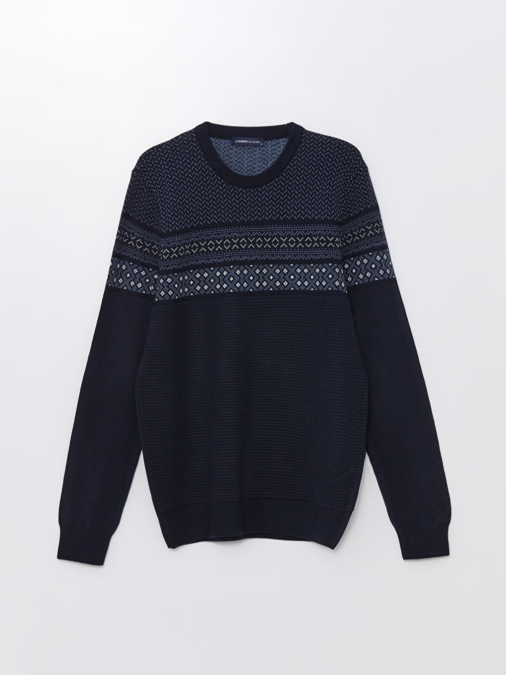 Crew Neck Long Sleeve Men's Tricot Sweater -W42154Z8-RFH