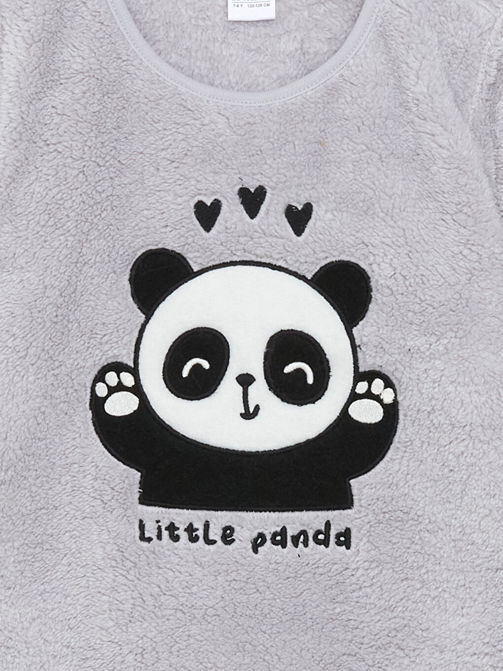 LCW Kids Uçuk Gri Bisiklet Yaka Pelüş Kız Çocuk Pijama Üst - 2