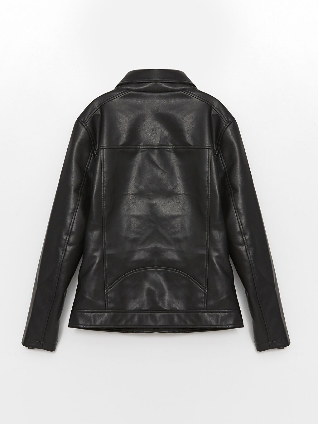 Slim Fit Biker Neck Men's Faux Leather Coat-7