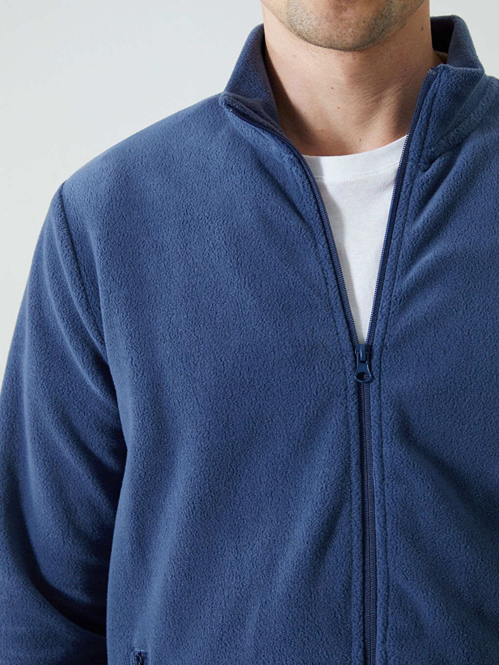 Standing Collar Long Sleeve Polar Men's Zippered Sweatshirt-2