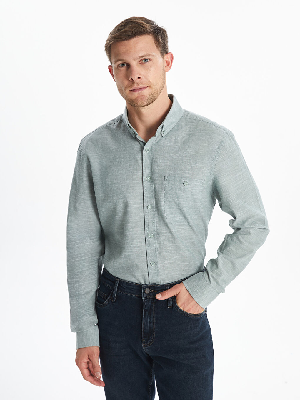 LCWAIKIKI Classic Regular Fit Uzun Kollu Poplin Erkek Gömlek -W42248Z8-S3L