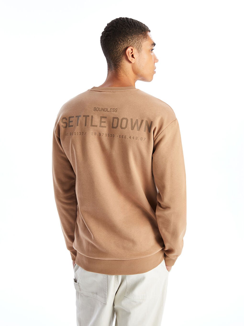 LCW Casual Devetüyü Bisiklet Yaka Uzun Kollu Baskılı Erkek Sweatshirt