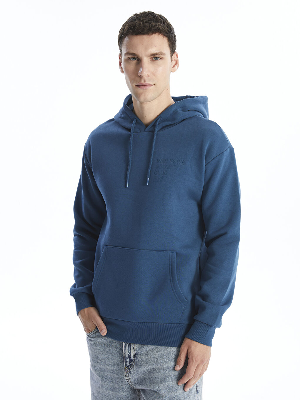 LCW Casual Petrol Uzun Kollu Baskılı Erkek Hoodie