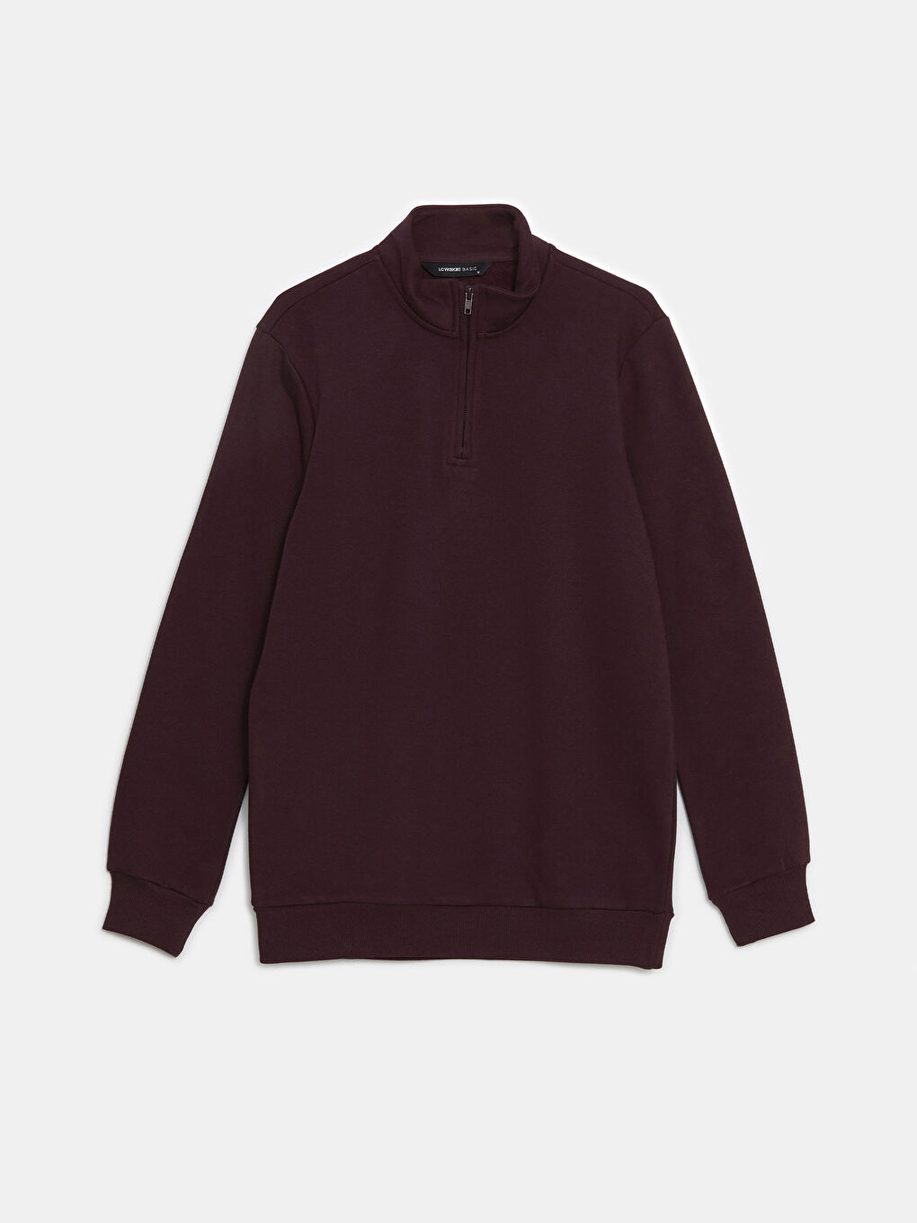 Mürdüm Dik Yaka Uzun Kollu Erkek Kalın Sweatshirt-4